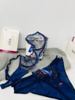 ست لباس زیر توری آبی نئونی TRT – مدل Double Beautiful فانتزی - تصویر 6