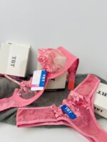 ست اسپنتا TRT – توری صورتی با گل‌دوزی هنری از اساطیر - تصویر 9