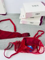 ست لباس زیر توری قرمز رزالیا TRT – مدل Double Beautiful با تور گل‌دار فانتزی و فنر ضدحساسیت ترکیه - تصویر 3