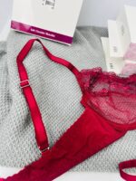 ست لباس زیر توری قرمز لیلا TRT – مدل Beautiful عینکی با تور گل‌دار فانتزی و فنر نرم ترکیه - تصویر 7