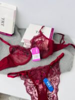 ست لباس زیر توری قرمز لیلا TRT – مدل Beautiful عینکی با تور گل‌دار فانتزی و فنر نرم ترکیه - تصویر 6