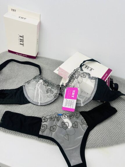 ست لباس زیر توری مشکی آریانا TRT