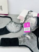 ست لباس زیر توری مشکی آریانا TRT – مدل Double Beautiful قلبی با تور گاز ترکیه و بند قابل تنظیم - تصویر 3