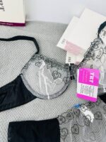 ست لباس زیر توری مشکی آریانا TRT – مدل Double Beautiful قلبی با تور گاز ترکیه و بند قابل تنظیم - تصویر 5