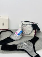 ست لباس زیر توری مشکی آریانا TRT – مدل Double Beautiful قلبی با تور گاز ترکیه و بند قابل تنظیم - تصویر 7