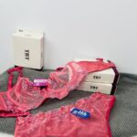 شورت لامبادا توری صورتی گلدوزی سه بعدی TRT – پخش عمده ست لباس زیر زنانه صورتی مرجانی