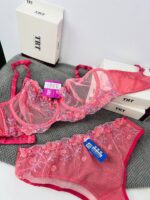 بند قابل تنظیم و قلاب ۳ ردیفه ضد حساسیت ست توری صورتی TRT – کیفیت فنر ترکیه عمده